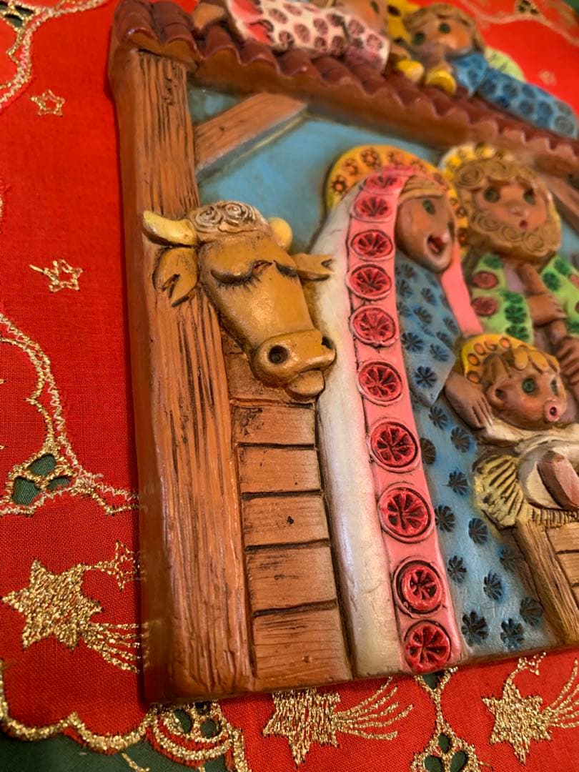 スペイン製　セビリア　ビンテージのヘススの可愛い聖家族の陶板！シスターが作られた