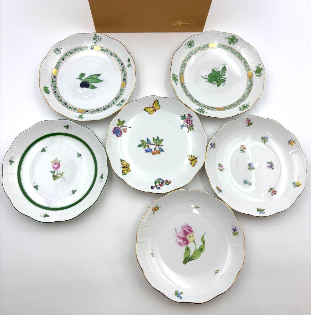 未使用保管品　HEREND ヘレンド　17.5cm プレート　6枚セット　箱付
