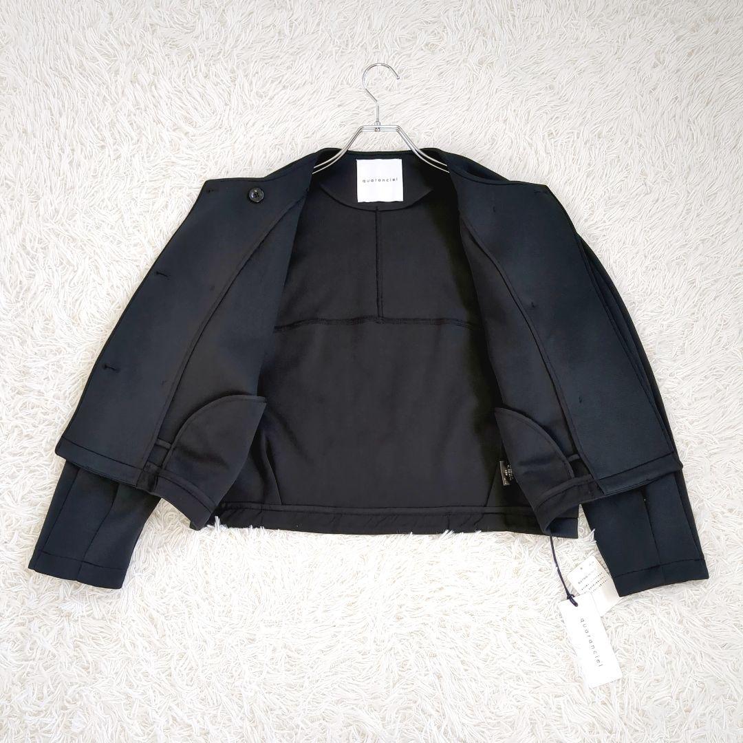 新品✨quaranciel　洗濯可能　ダブルジャージー ノーカラージャケット　黒