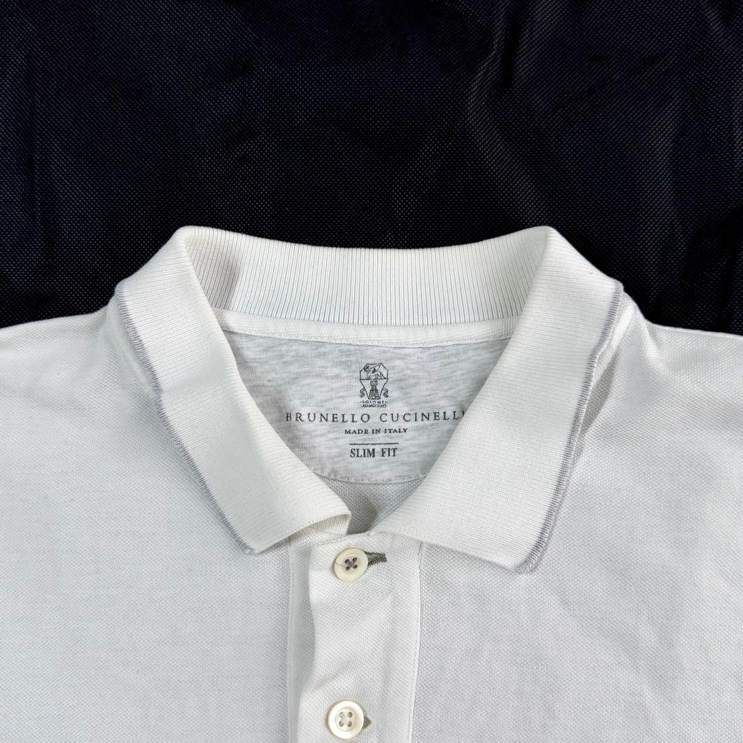 【現行】ブルネロクチネリ　ホワイト　ポロシャツ　Mサイズ