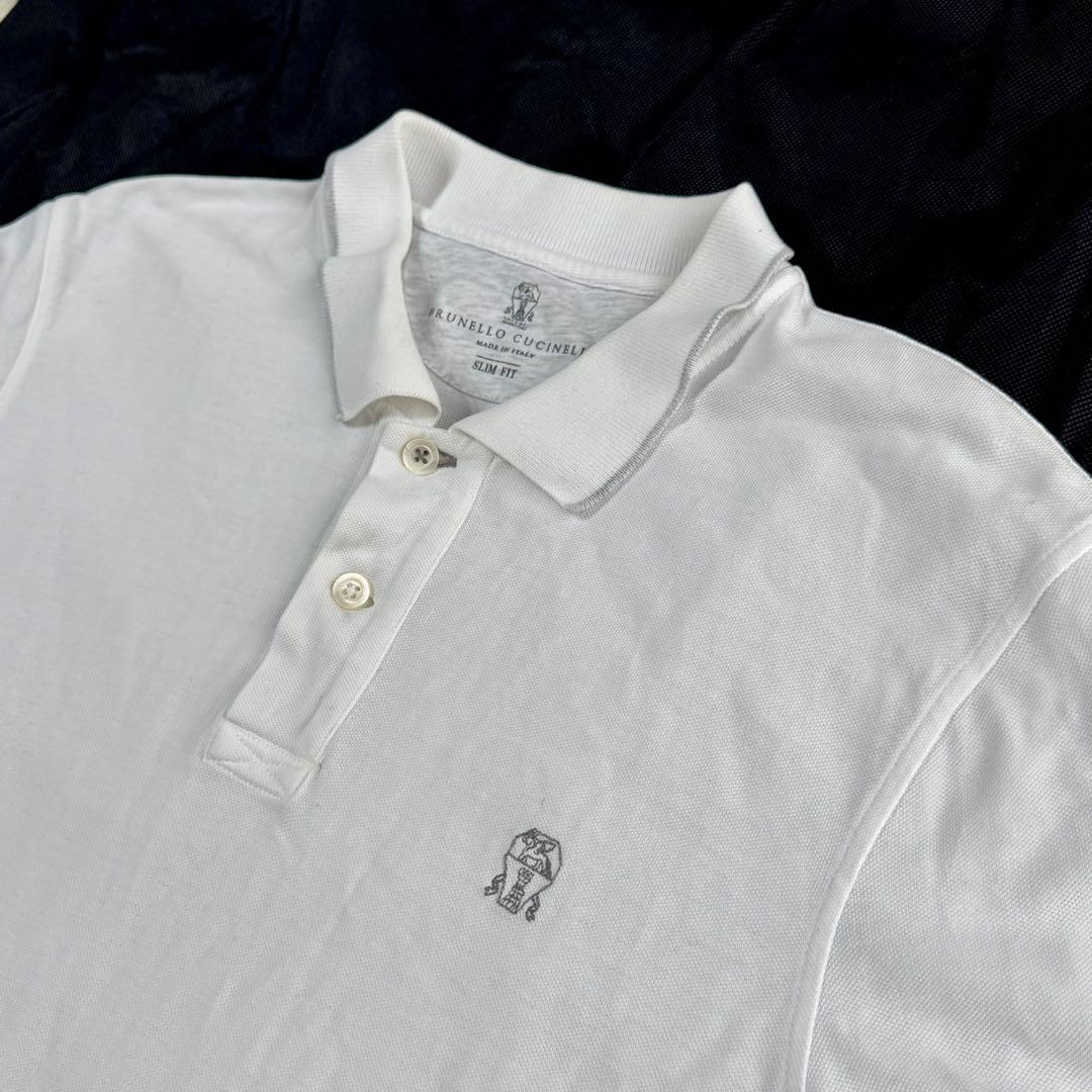 【現行】ブルネロクチネリ　ホワイト　ポロシャツ　Mサイズ