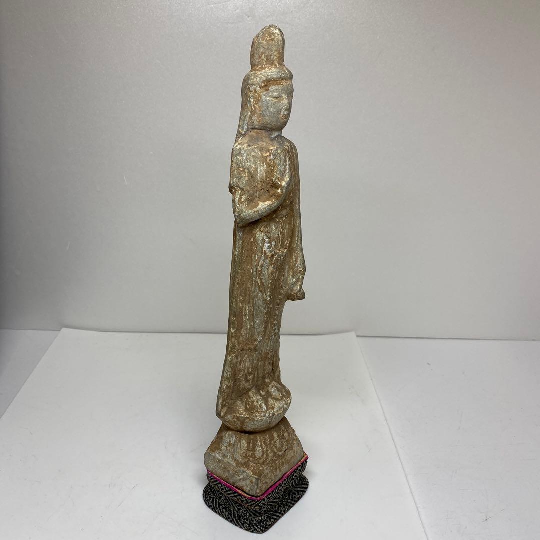 古代　唐物　石仏像　仕立箱付　高さ約31㎝　タエサ　東さ8-0107☆2F