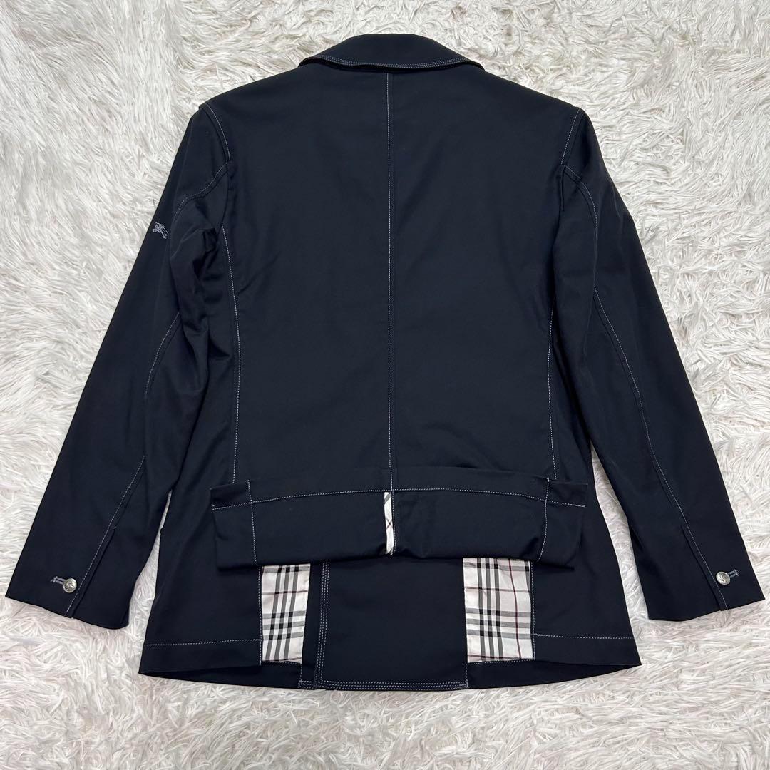 【極美品】バーバリーブラックレーベル ピーコート 銀ボタン ノバチェック M 紺