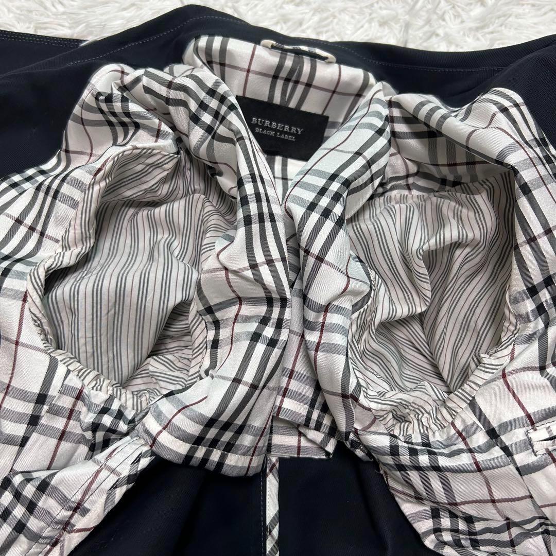 【極美品】バーバリーブラックレーベル ピーコート 銀ボタン ノバチェック M 紺