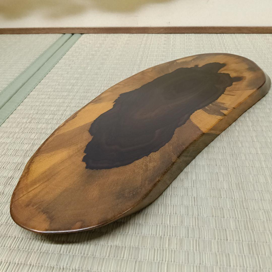 黒柿 敷板 敷台 2点 虫喰 楕円 花台 盆栽台 香炉台 飾り台 AK74