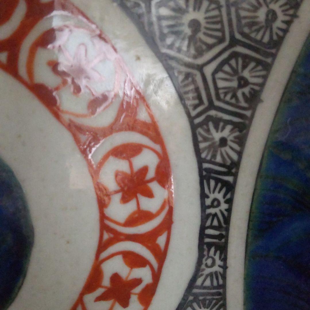 ！古九谷 様式九角大皿 青手！