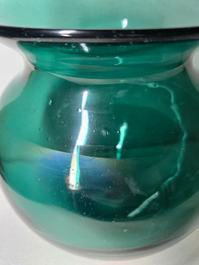 大型 カメイガラス 壺 貯金箱 金魚鉢 ウキ 硝子 浮きアンティーク グリーン