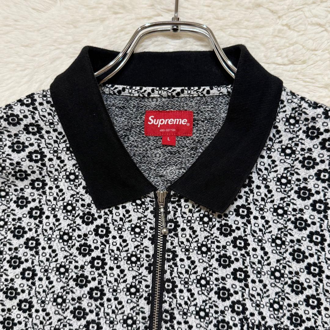 18AW シュプリーム フローラル ジャカード ハーフジップ ポロシャツ L