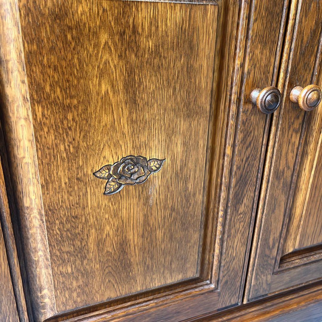 取付無料！葉山家具 勇峰工芸 天然木おしゃれアンティーク調花柄サイドボード ✨