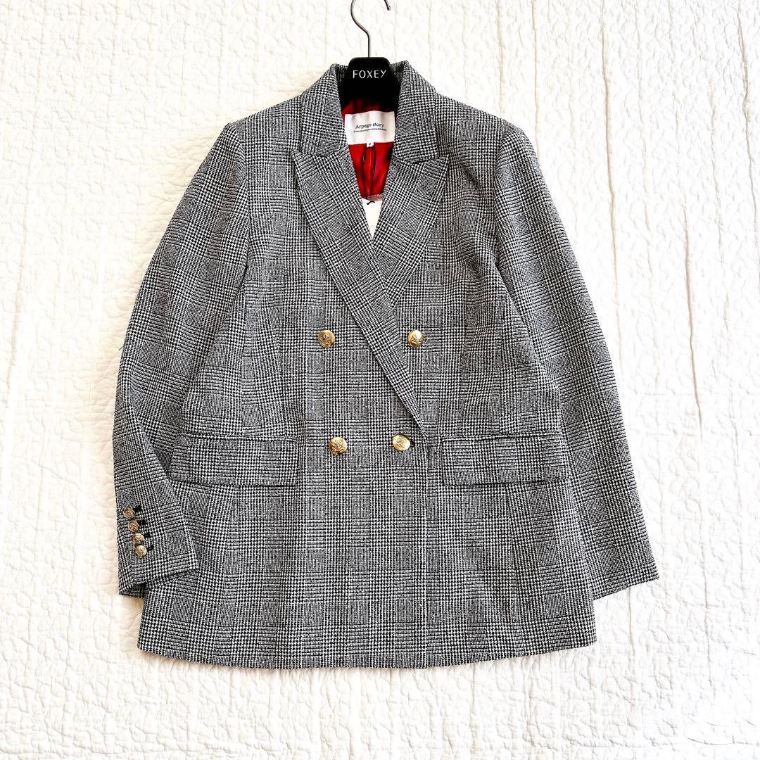 新品タグ付 アルページュストーリー W釦テーラードジャケット 金ボタン チェック