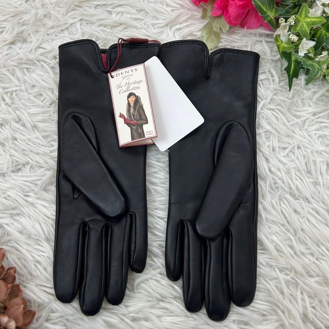 E448 新品未使用 タグ付き デンツ 羊革 レザー 本革 手袋 レディース