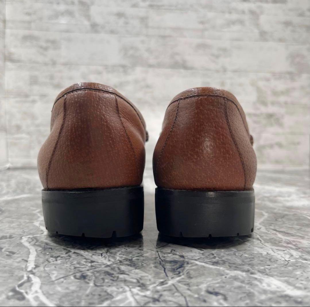 【美品】 グッチ ホースビットローファー 38.5 ブラウン レザー ラグソール