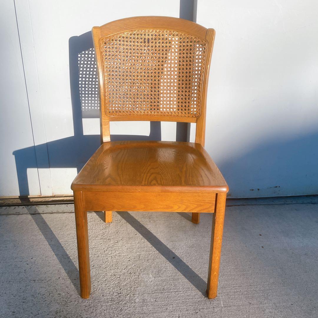 【希少②】マルニ maruni 木製ダイニングチェア ラタン 籐 旧ロゴ 椅子