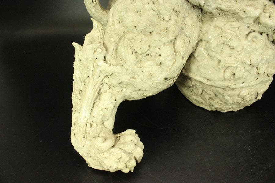 古美術 古萩 獅子 置物 時代物(A676)