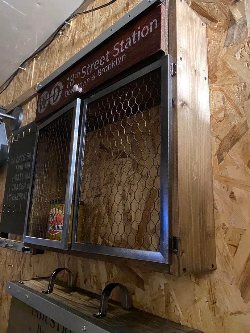 照明付き棚　アメリカン　インダストリアル　ROUTE66 置き型　壁掛け　両用