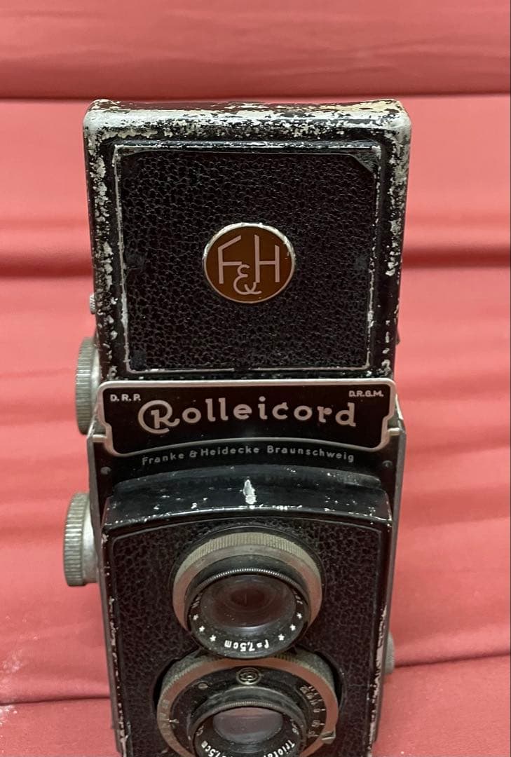未動確品 昭和レトロRolleicordローライコード二眼レフカメラ革カバー付き