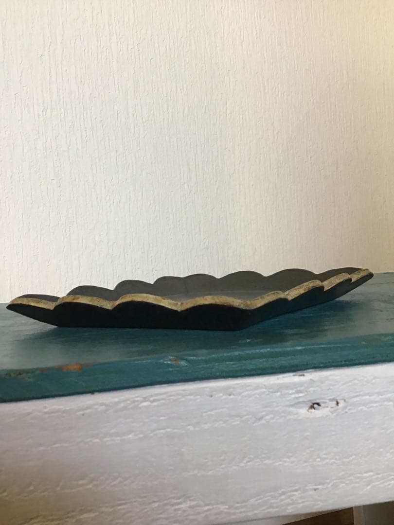 ★作家もの器★金井ゆみ★フリル菱形プレート★グリーン×イエロー★取り皿中皿