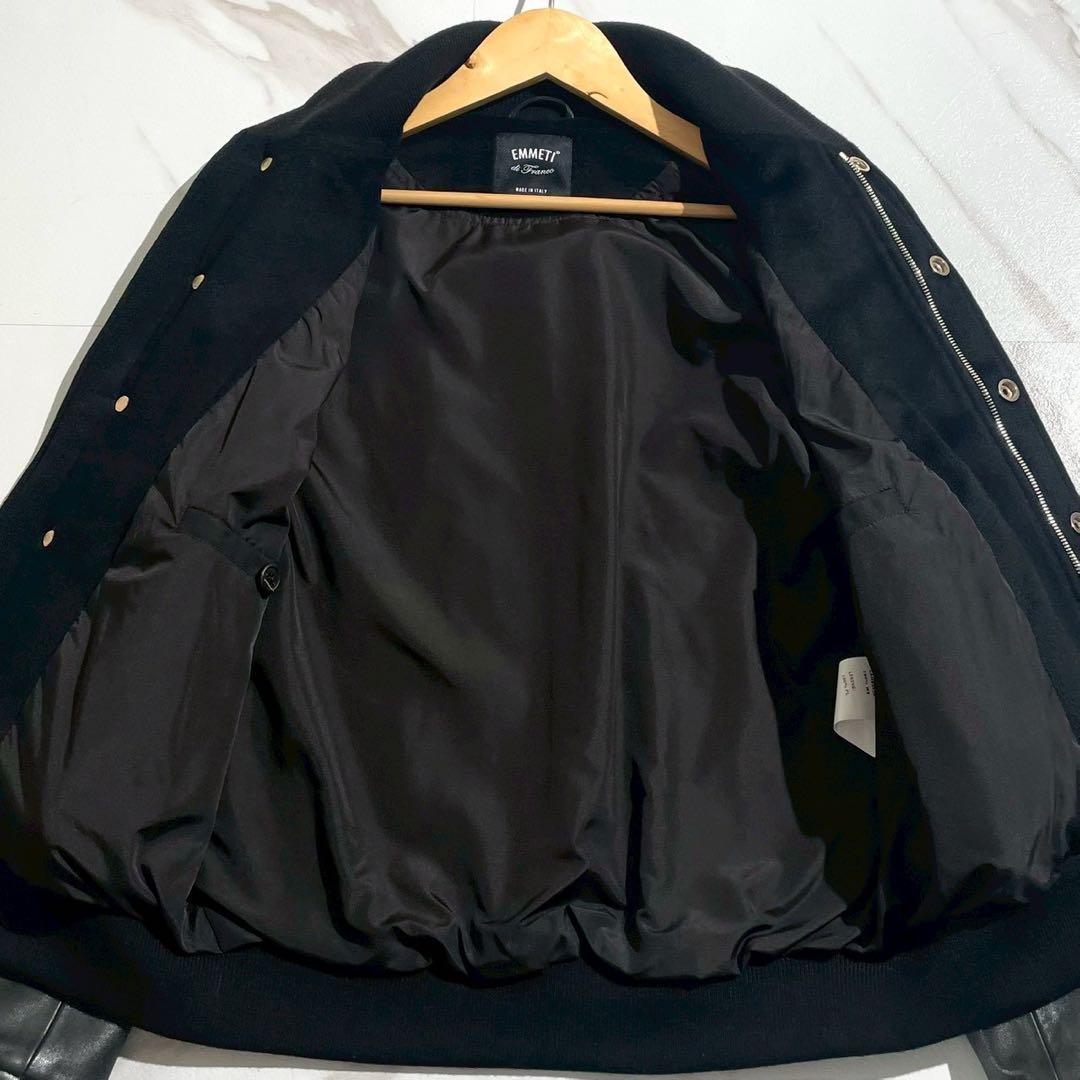 【極美品/カシミヤ100％】EMMETI エンメティ スタジャン ラムレザー 黒