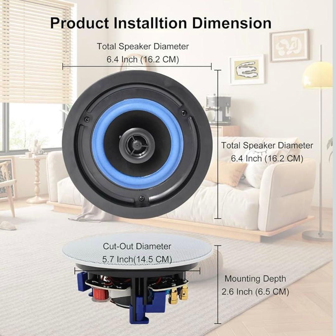 ブルートゥース 4インチ2ウェイ天井取付型スピーカー 天井 埋め込み 天井埋込型