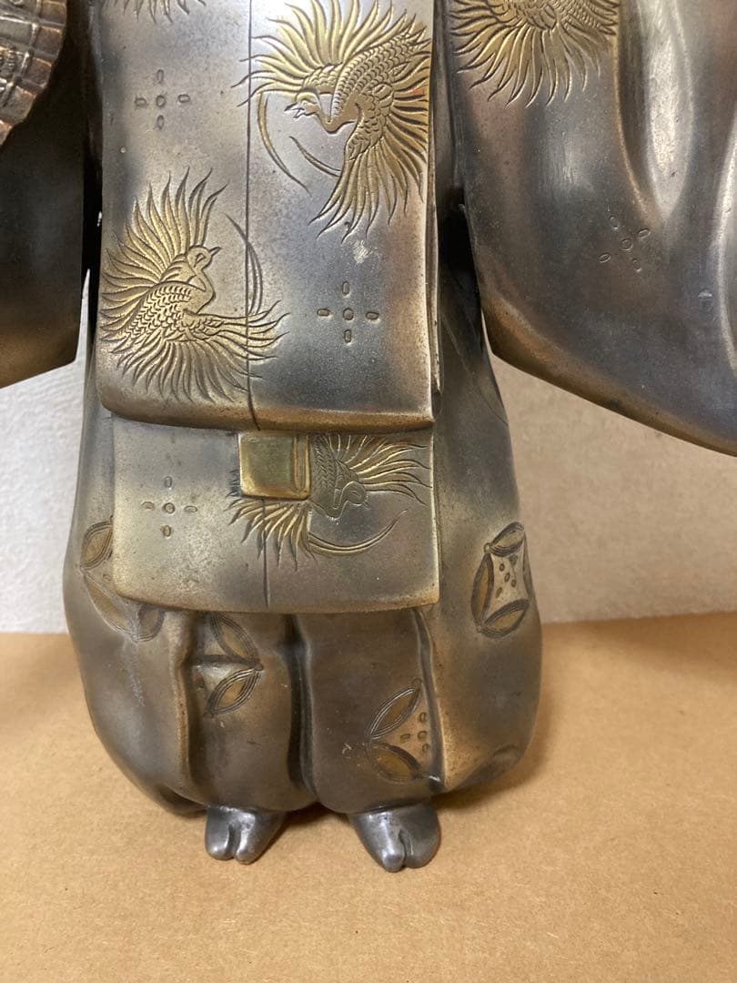 翁置物 金工師清山作 重さ4.2kg高さ32cm