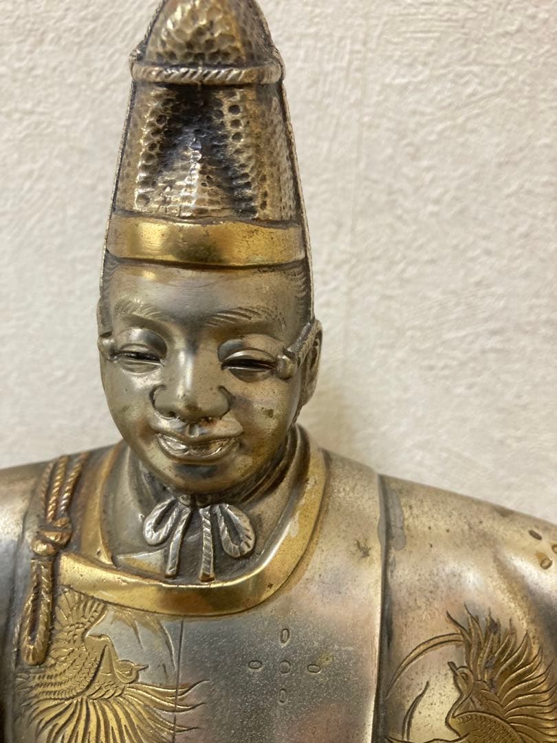 翁置物 金工師清山作 重さ4.2kg高さ32cm