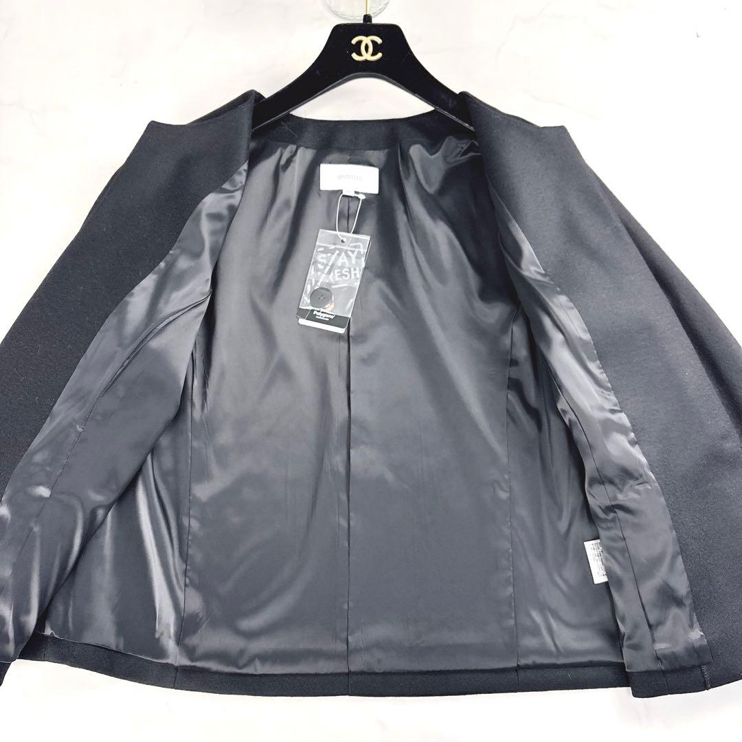 希少3XL 新品タグ付 未使用 アンタイトル ノーカラージャケット 高機能 黒