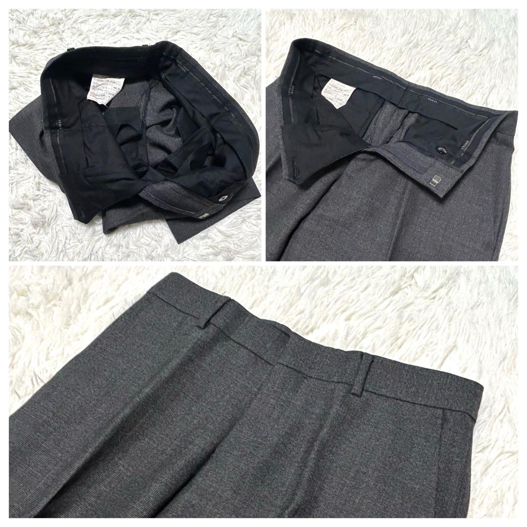 グッチ　スーツセットアップ　46R グレー系　裏地総柄　インターロッキング