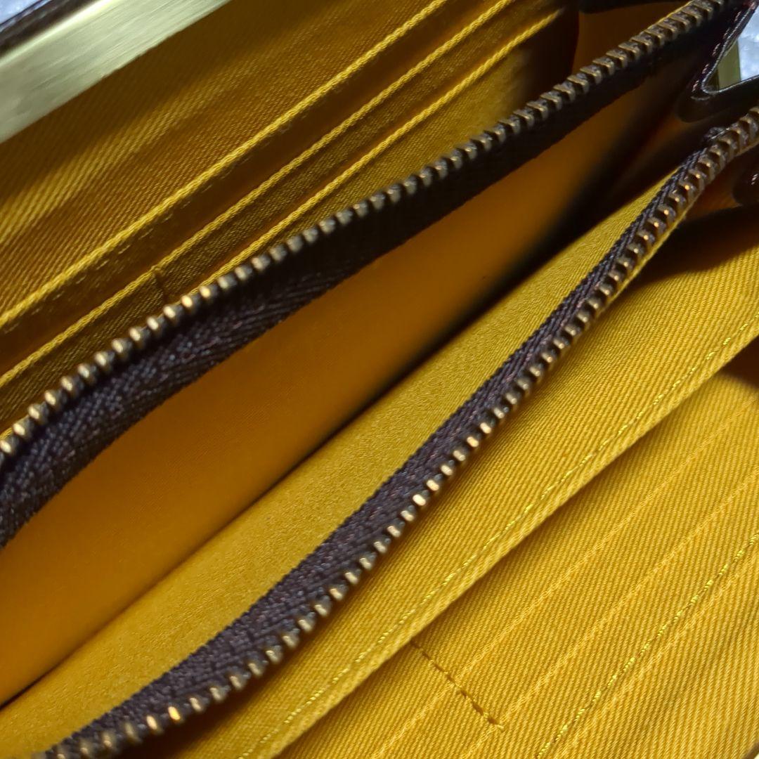 新品未使用 本革 がま口 長財布 フォルナ ドット柄型押し チョコカラー