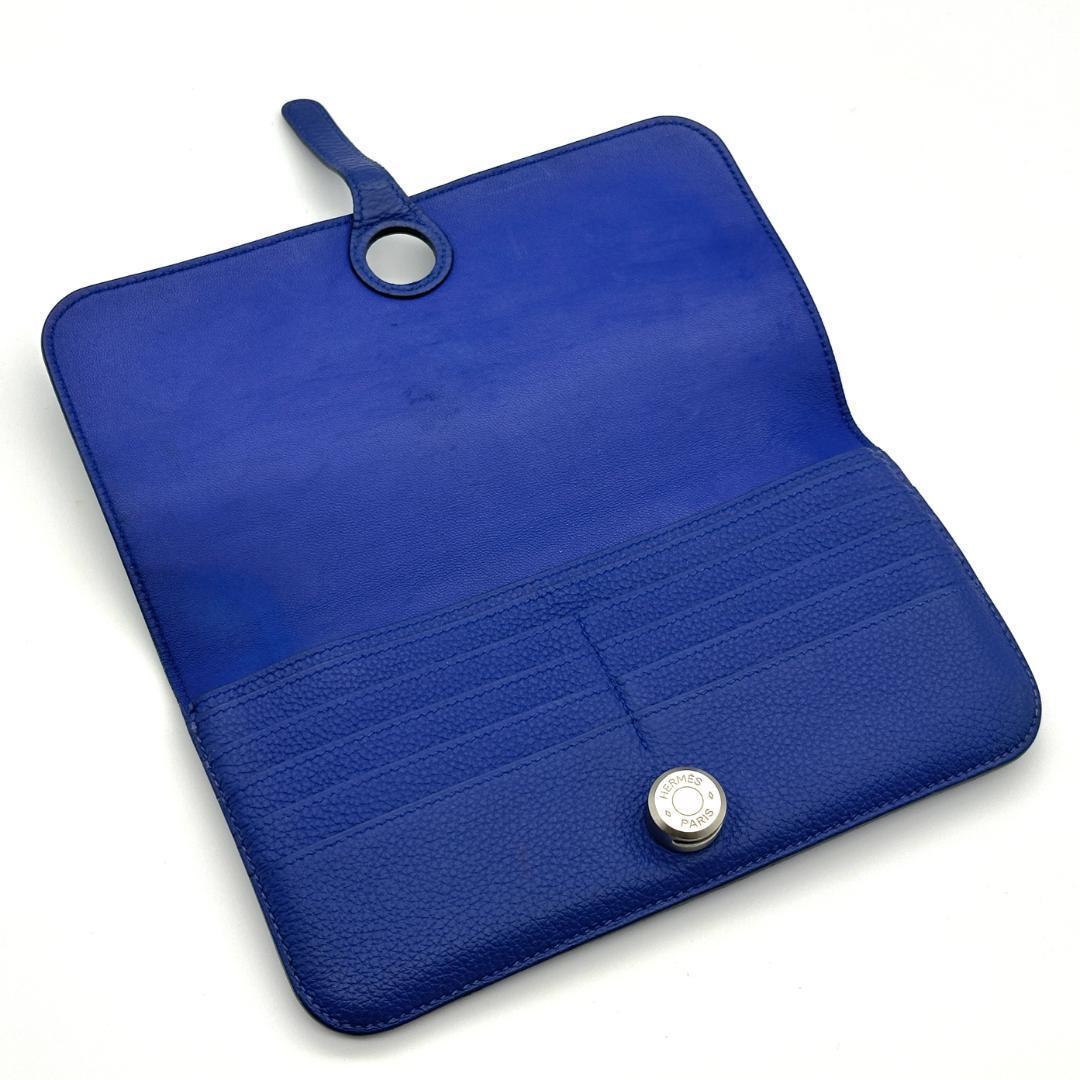 【極美品】HERMES エルメス ドゴンロング 財布 トリヨン T刻印　ブルー