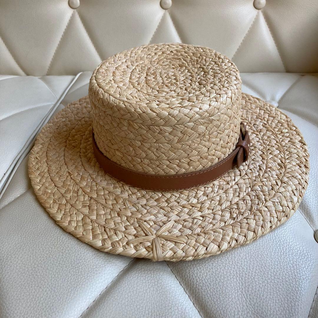 ヘレンカミンスキー ラフィアハット カンカン帽 キャサリン ストローハット 茶色