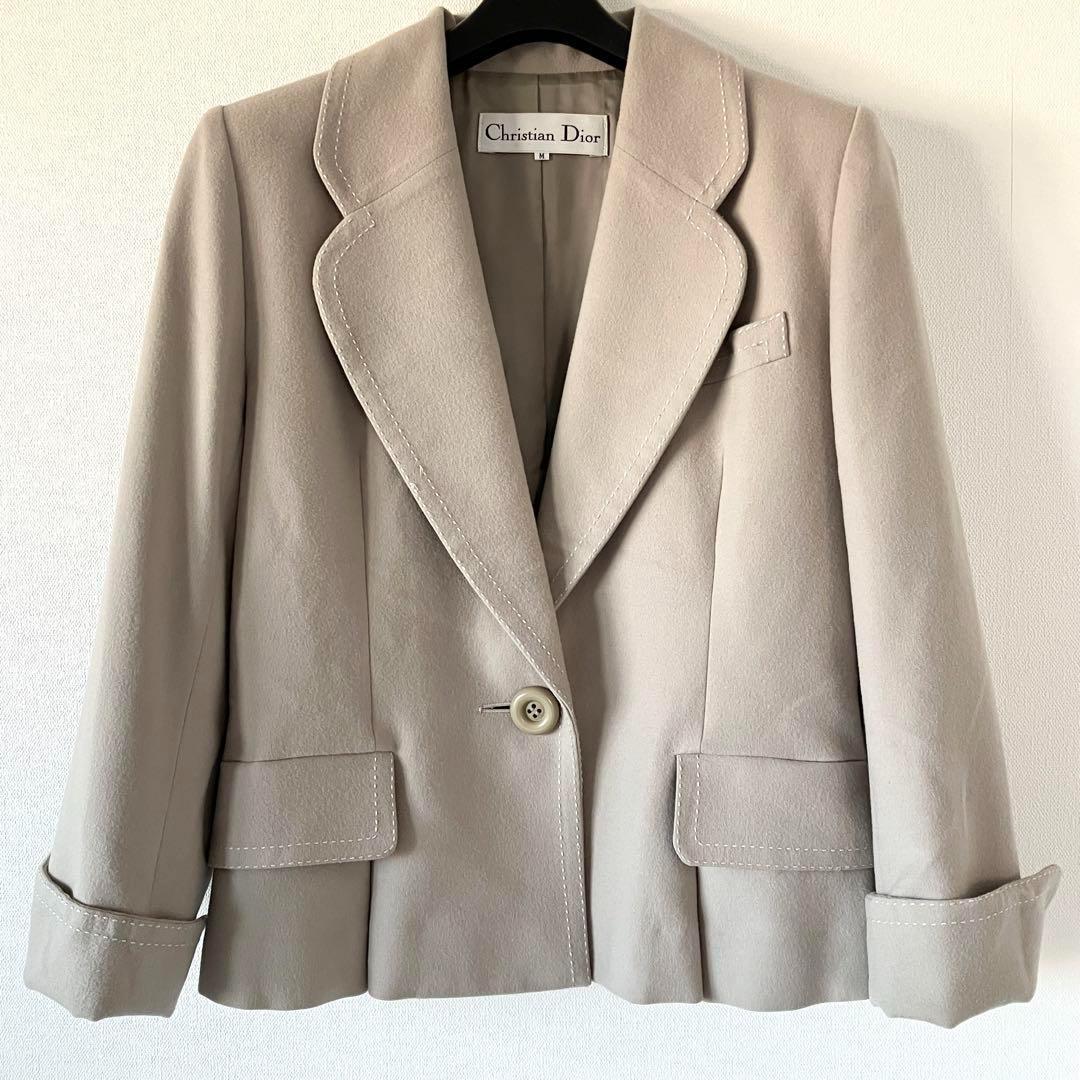 クリスチャンディオール ウール100% バージャケット M モスグレー
