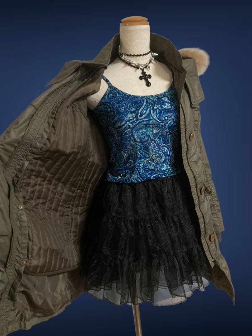 y2kファーモッズ平成ギャルカーキNANAロックフェアリーグランジ古着トレンド