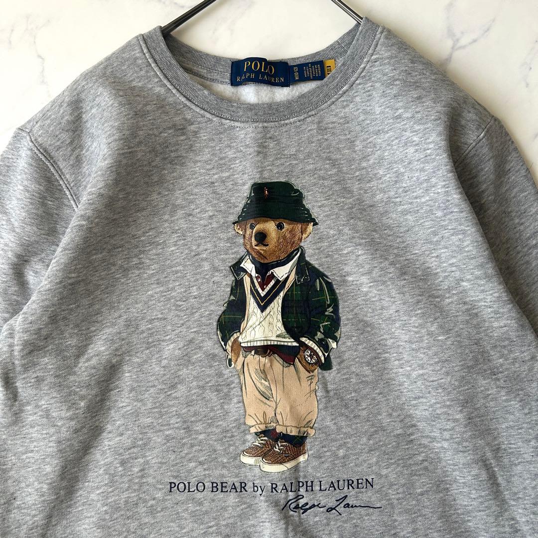 完売品 美品 ラルフローレン ポロベア トレーナー 裏起毛 グレー