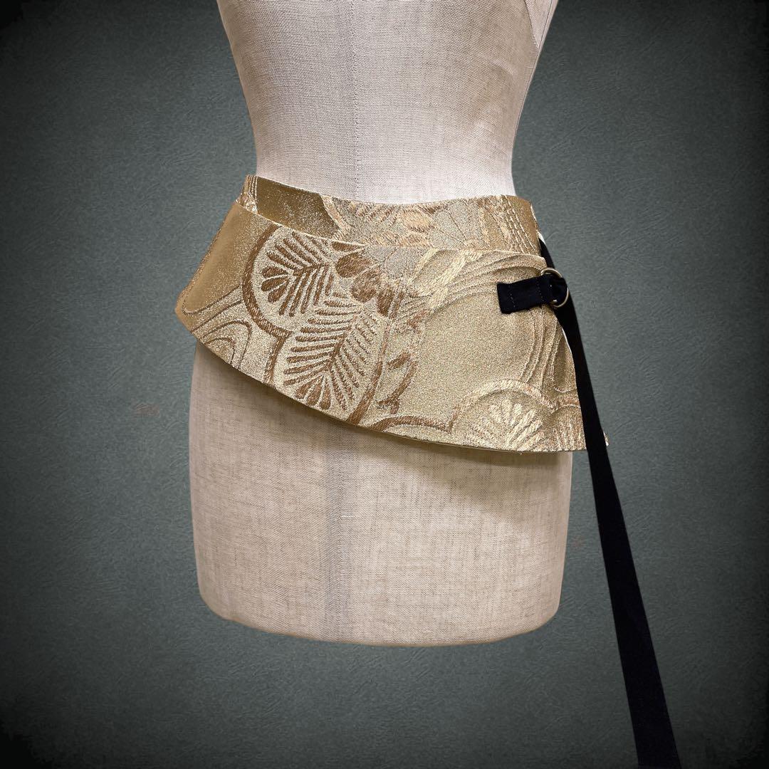 金糸 刺繍帯 サッシュベルト W50〜95cm 着物リメイク J80111