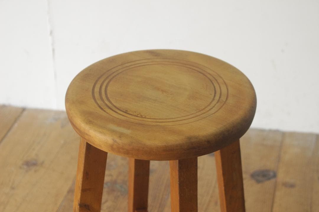 レトロ 丸椅子 スツール チェア 腰掛 無垢材 花台 飾り台 ナチュラル