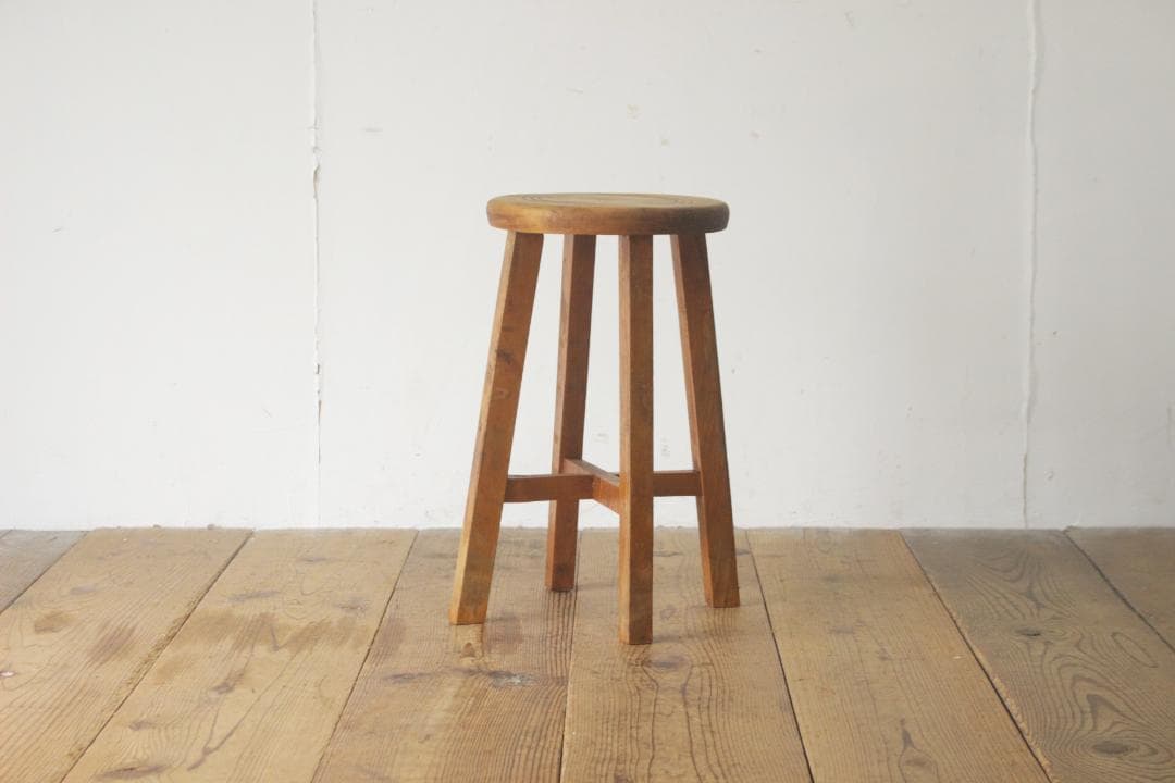 レトロ 丸椅子 スツール チェア 腰掛 無垢材 花台 飾り台 ナチュラル