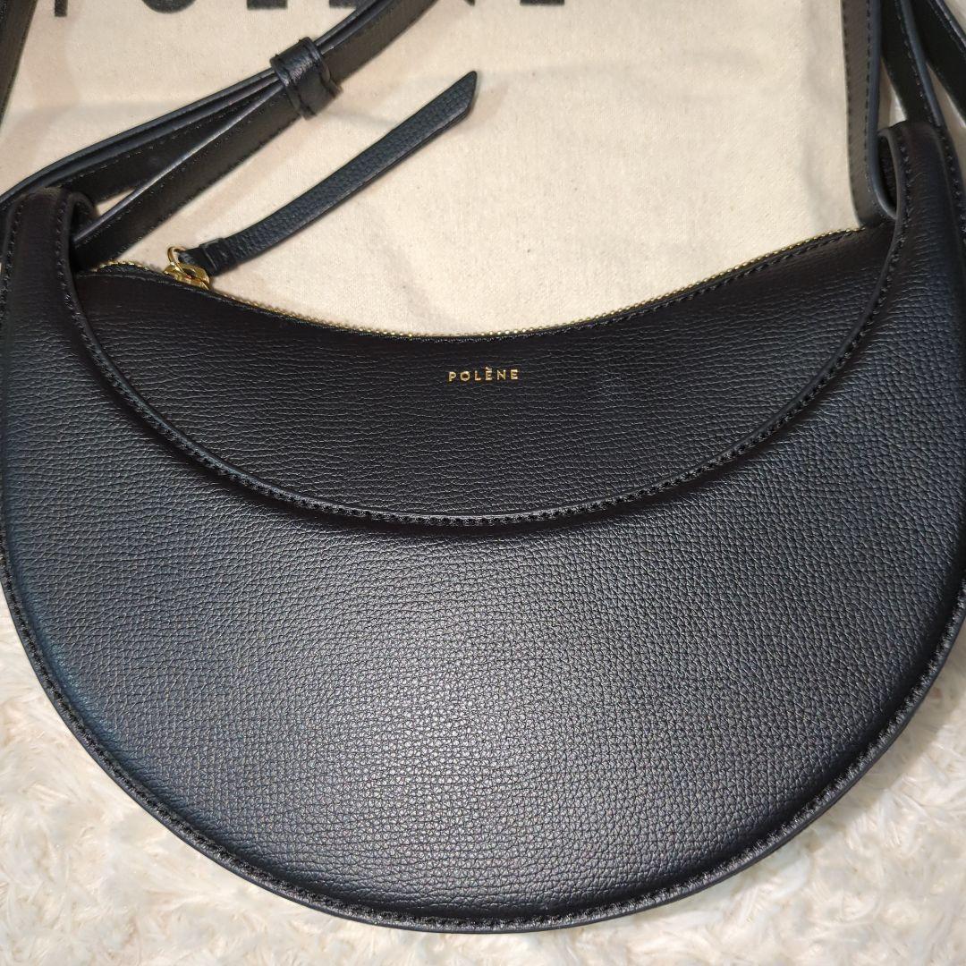 POLÈNE ブラック レザー ショルダーバッグ