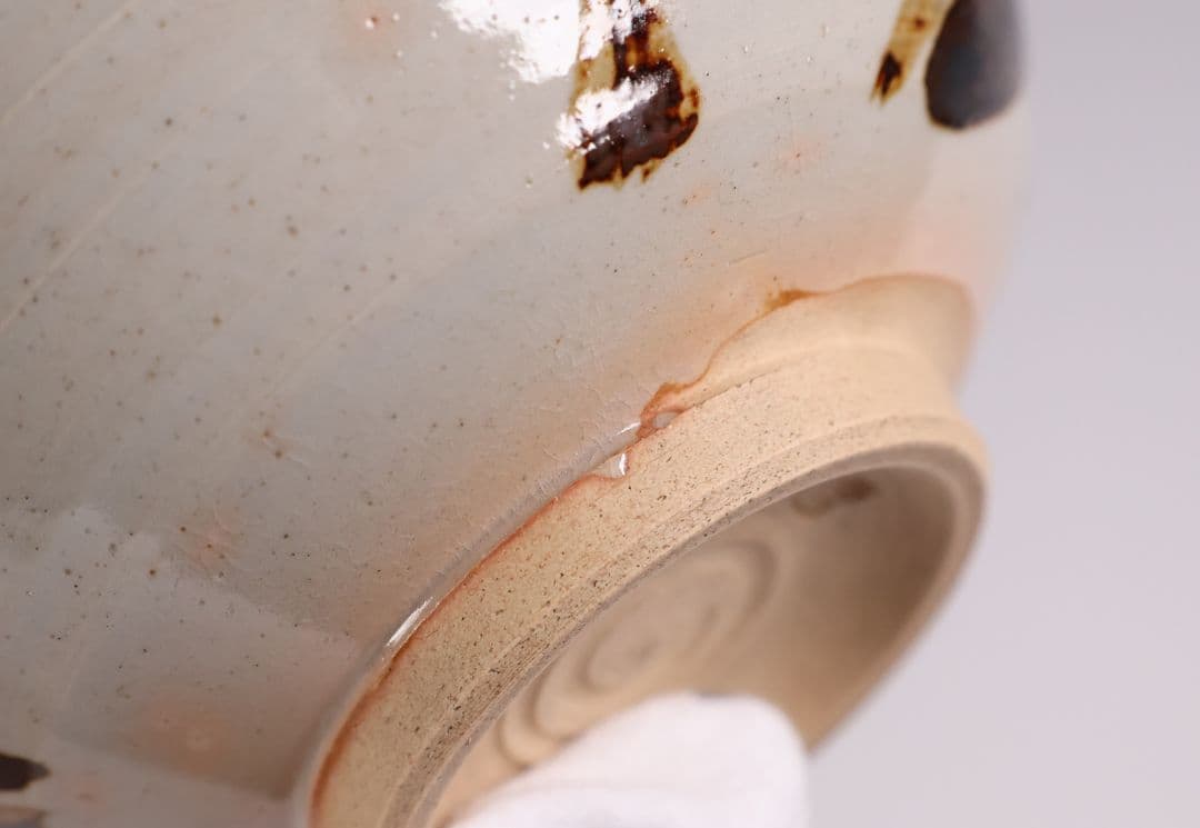 茶道具 十四代 朝日豊斎 井口海仙書付 菖蒲 鉄絵 茶碗 朝日焼 共箱【MB87