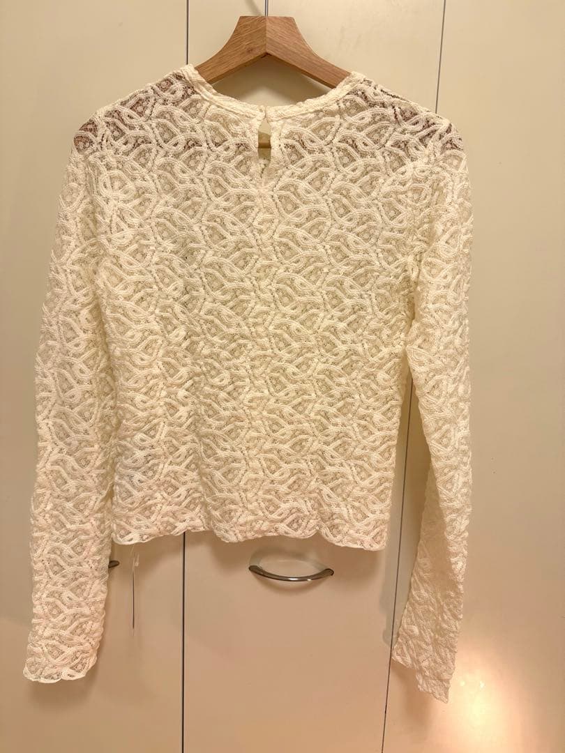 【新品未使用】IENAペイズリー ストレッチレースプルオーバー （ナチュラル）