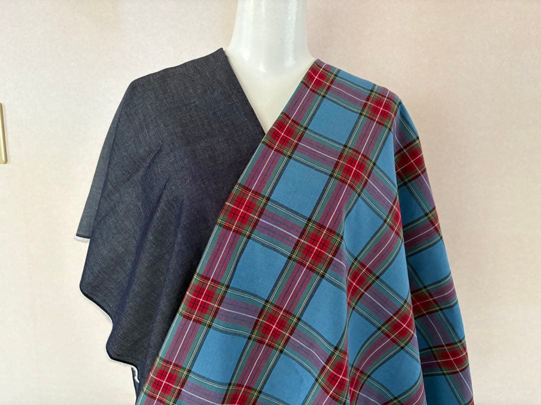 片身替え　着物　浴衣　お仕立て　チェックとデニム