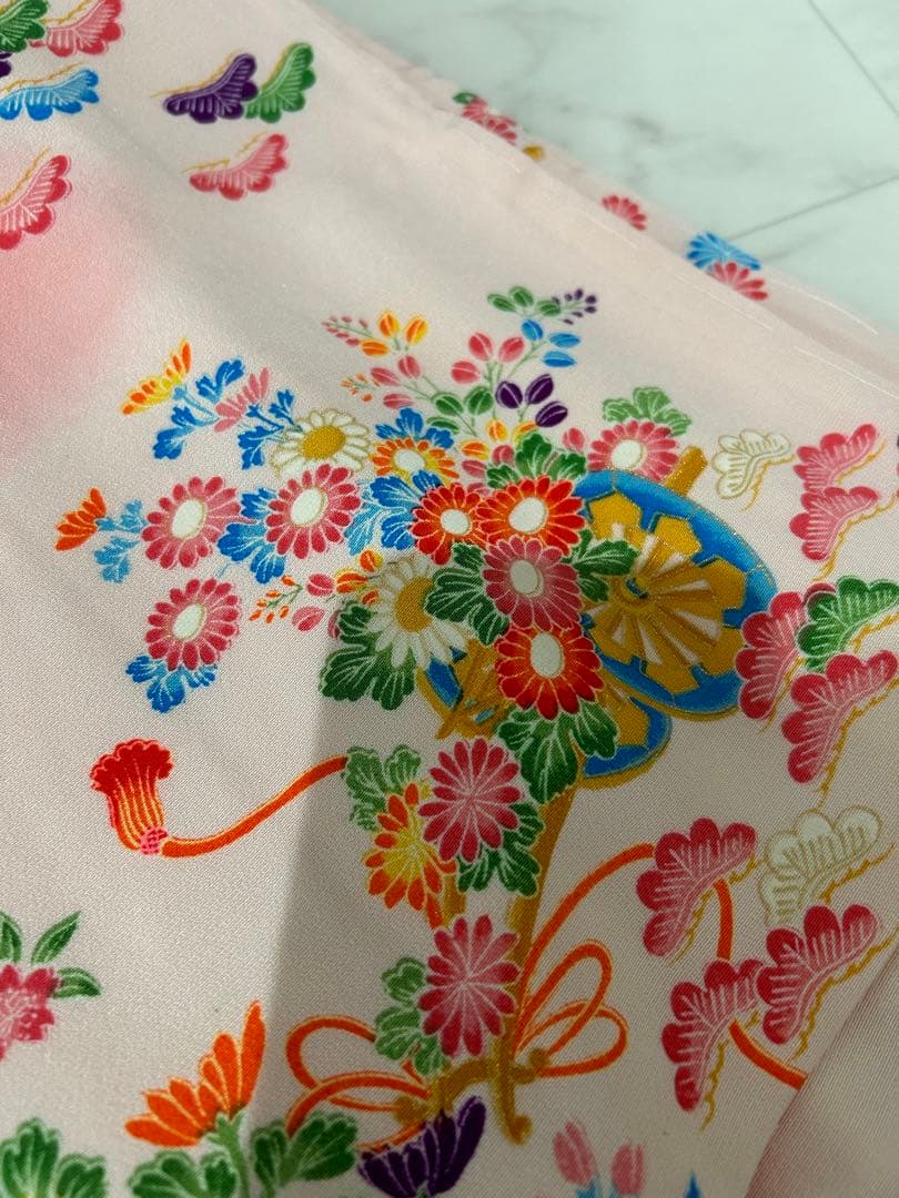 七五三 着物セット ピンク花柄 7歳用 10点フルセット