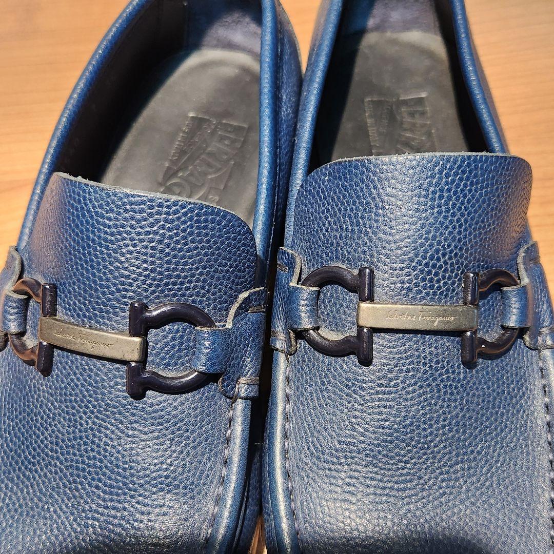 FERRAGAMO ネイビー ローファー 26cm