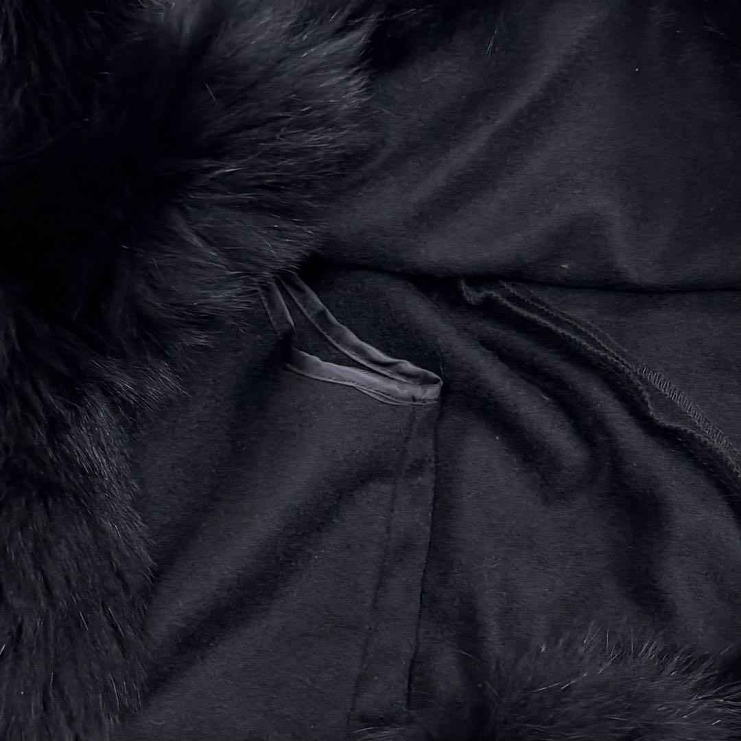 ポンチョ カシミヤ100% フォックスファー ブラック L〜LL