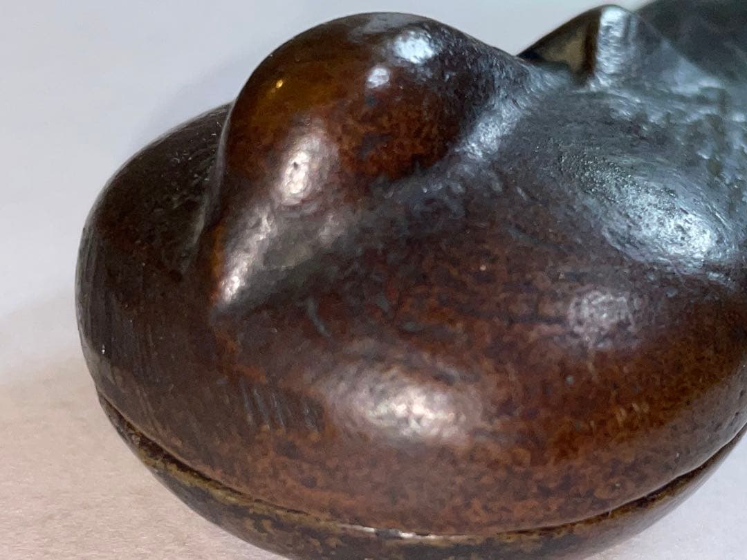 金属工芸　作者不明　香合　鴨　雀　燕　銅製　金物　茶道具　箱なし