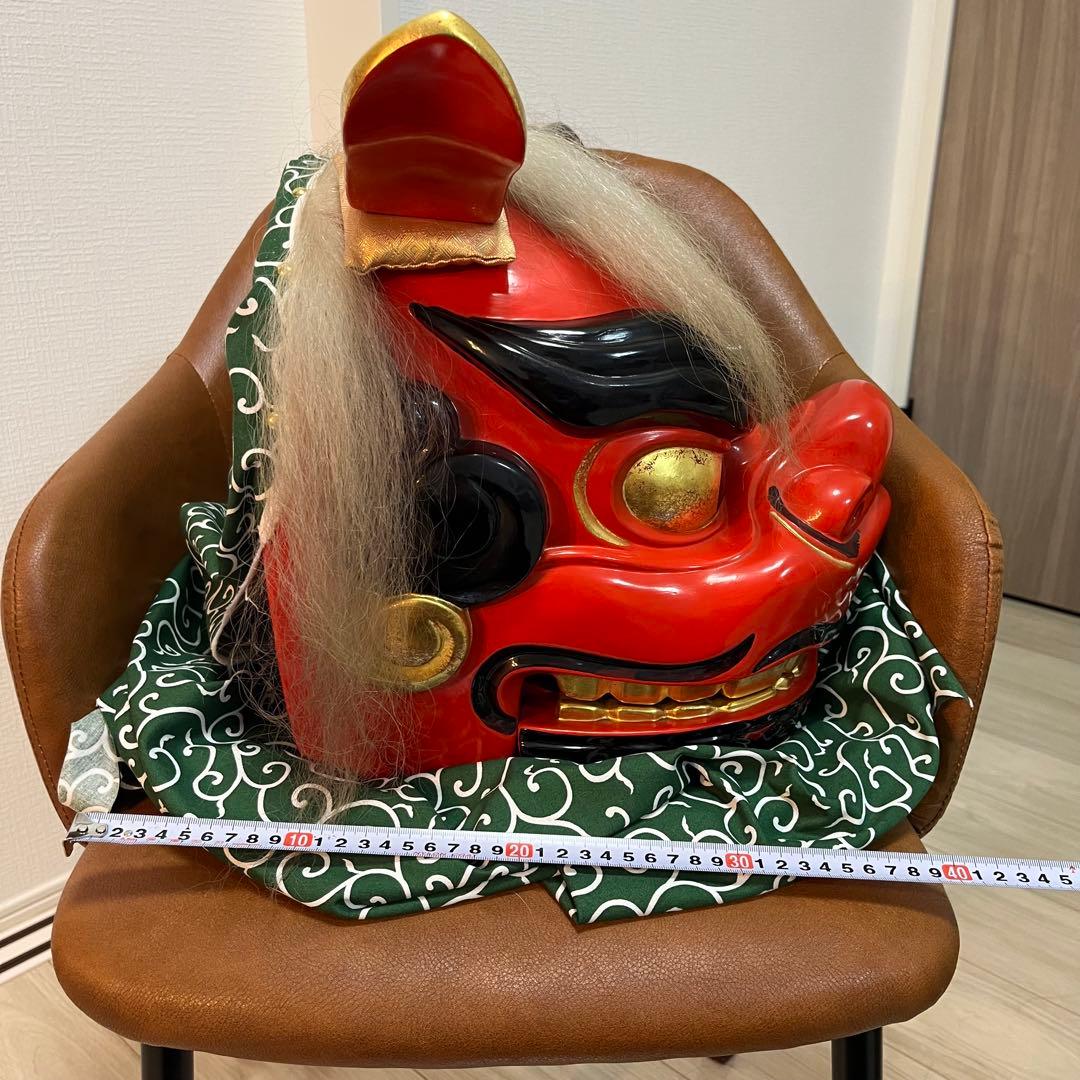 【お正月前SALE】獅子舞　獅子頭　石岡　木彫　置物　古美術　神楽 木製 木彫
