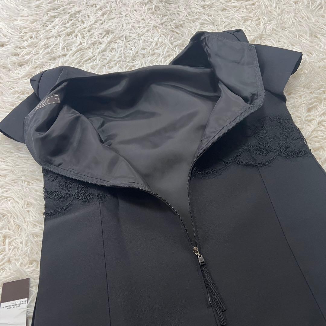 新品 フォクシー FOXY ワンピース レース 半袖 フォーマル ブラック