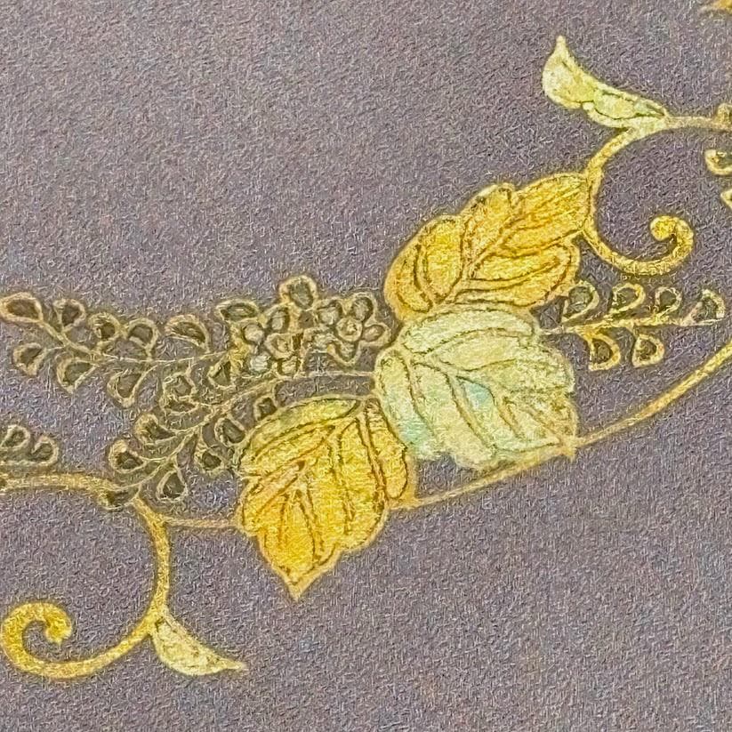 ゆりのはな　訪問着　金彩　銀彩　友禅ボカシ　丹後ちりめん　落款　正絹　L201