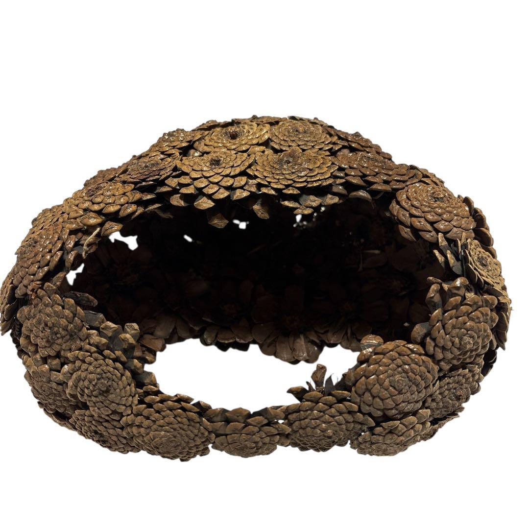 松笠細工 シダーローズ 花籠 取っ手付き 木の実クラフト バスケット オブジェ