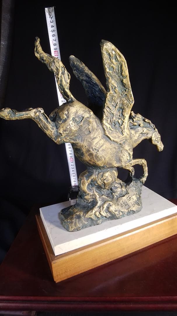 や*す様 ブロンズ像 西望「春風」ペガサス天馬 高3４c重６kg/彫刻銅像/干支