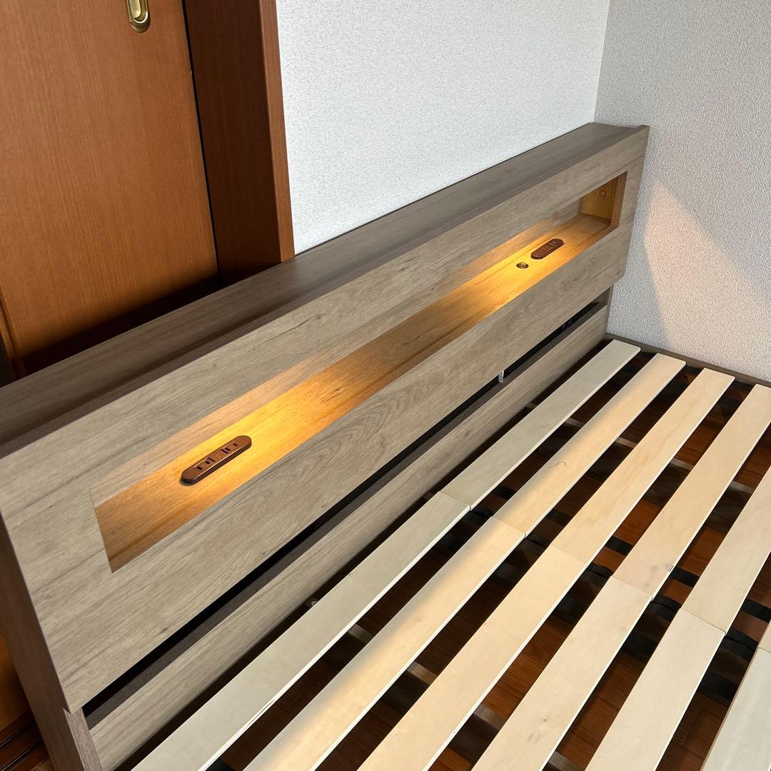LOWYA 宮•照明付きローベット　BL-04-D ダブルサイズ　すのこベッド